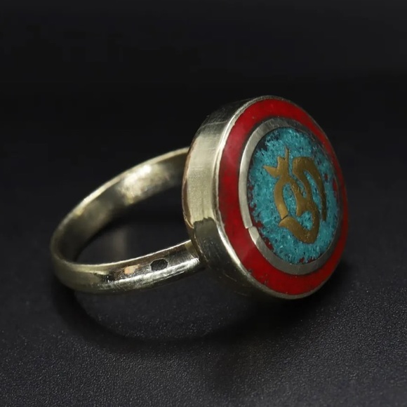 Tibetan turquoise and red coral adjustable rings - Picture 10 of 10